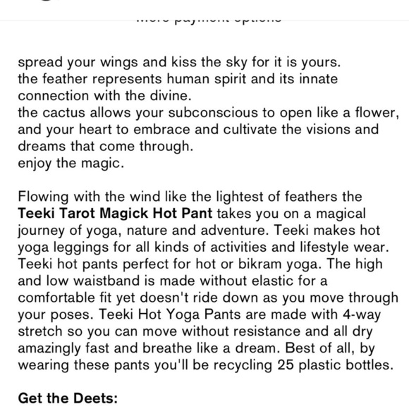 Teeki Tarot Magick Hot Pant Feather Leggings XS - Picture 13 of 15